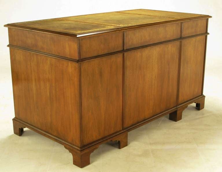 Mid-20th Century Baker Collector's Edition Walnut & Tooled Leather Desk