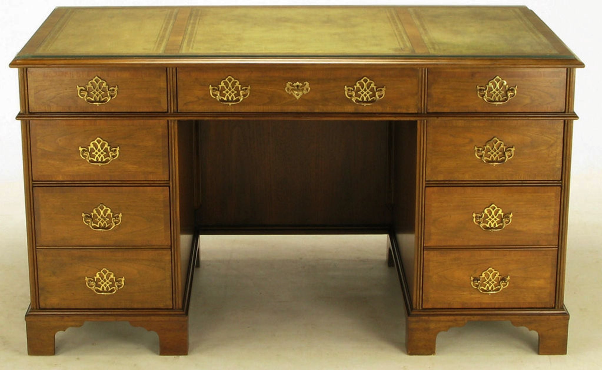 Baker Collector's Edition Walnut & Tooled Leather Desk