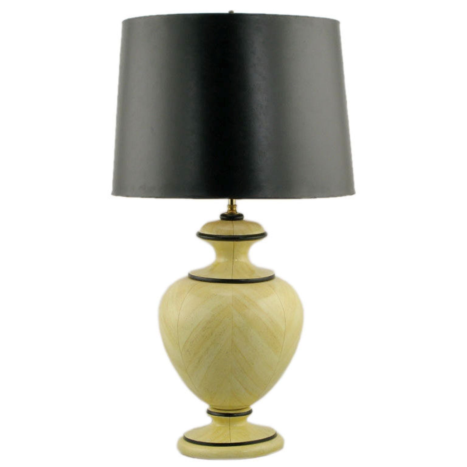 Trompe L'Oeil Travertine Urn Form Carved Wood Table Lamp For Sale