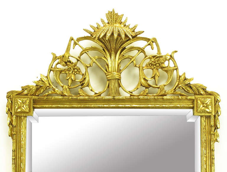 American Pair of Giltwood and Gesso in Louis XVI Style Beveled Mirrors