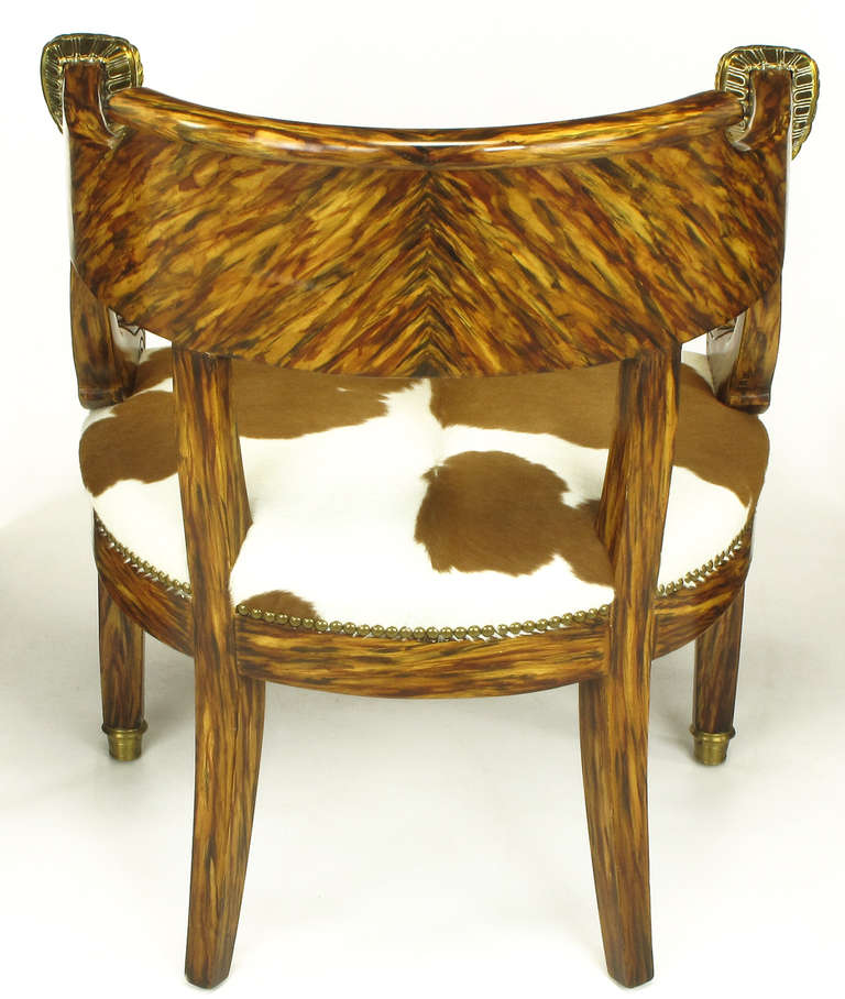 Pair Trompe L'oeil Rosewood Chairs With Lion Head Arms 2