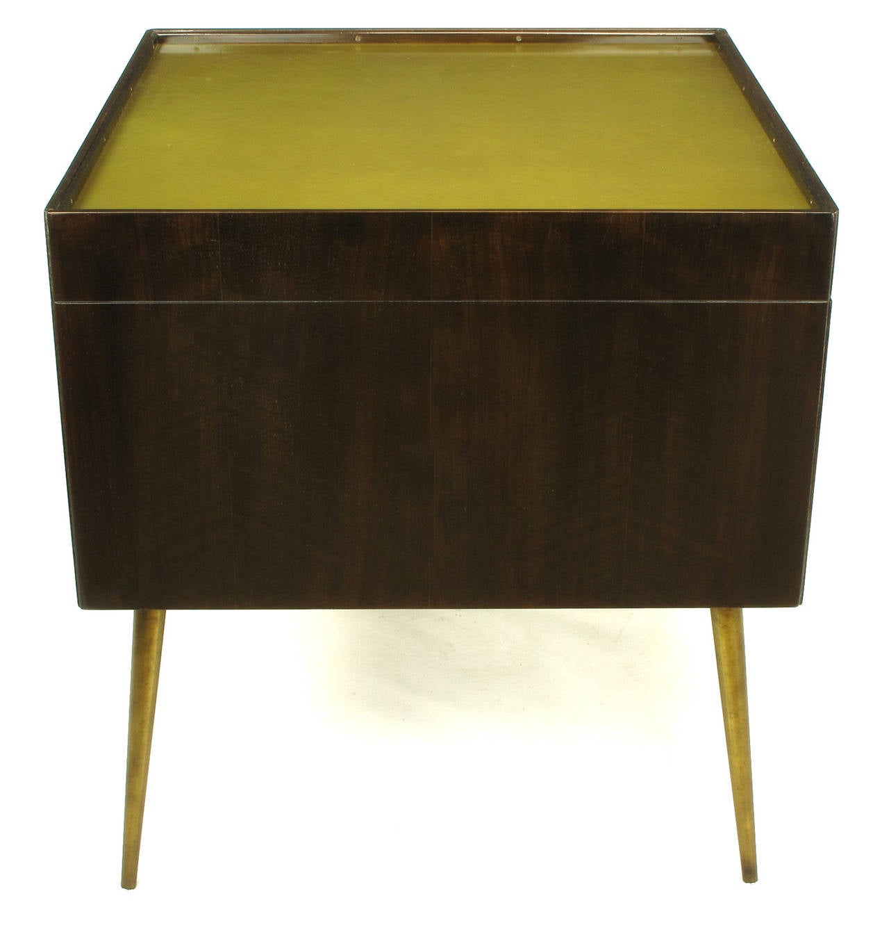 Bert England Orientation Group Walnut and Brass Bar Cabinet for John Widdicomb In Good Condition For Sale In Chicago, IL