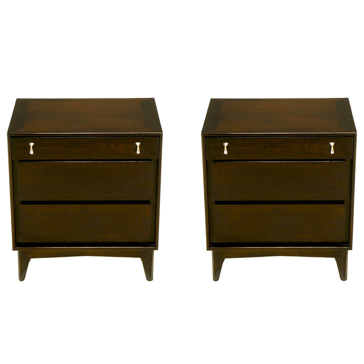 Pair of Red Lion Sleek 1950s Dark Walnut Nightstands at 1stDibs red