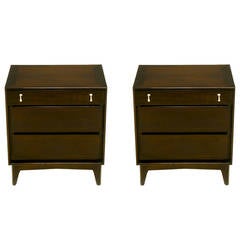 Pair of Red Lion Sleek 1950s Dark Walnut Nightstands