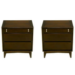 Pair of Red Lion Sleek 1950s Dark Walnut Nightstands