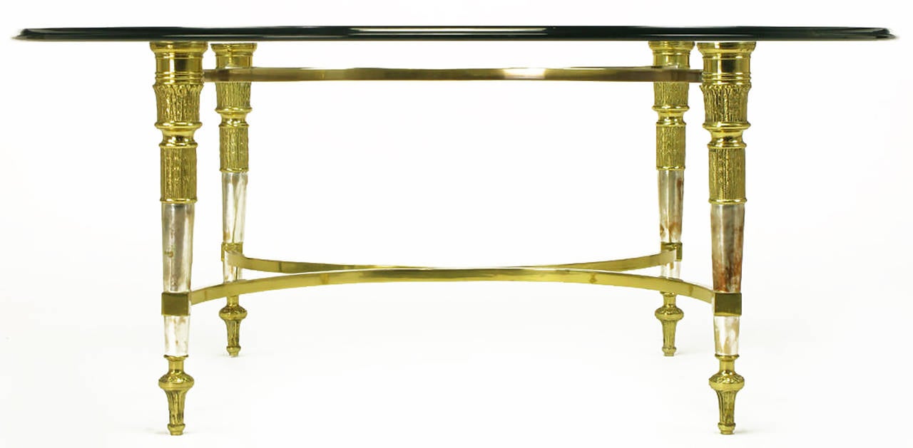 Américain Table basse de style Empire en laiton et nickel vieilli en vente