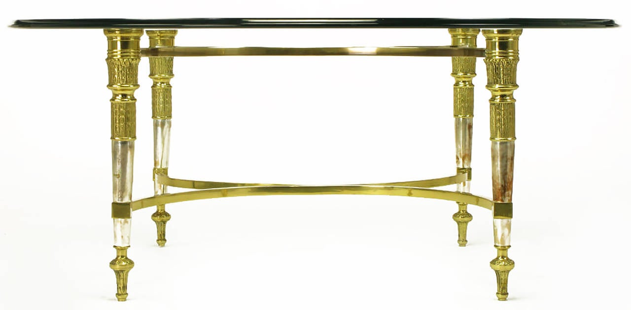 American Brass and Aged Nickel Empire Style Coffee Table For Sale