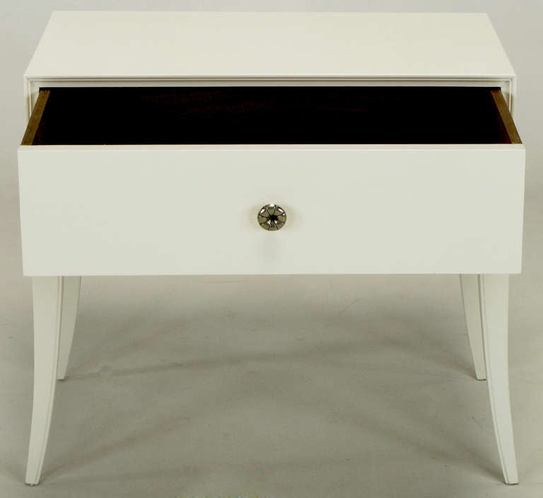 Wood Tommi Parzinger White Lacquered Nightstand For Sale
