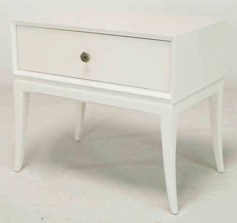 American Tommi Parzinger White Lacquered Nightstand For Sale