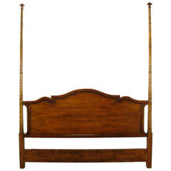 Tall Mahogany King Bed with Reeded Bamboo Posts