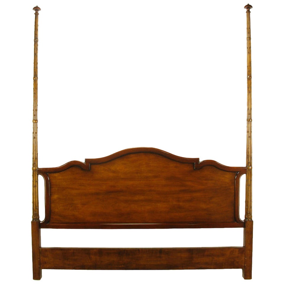 Tall Mahogany King Bed with Reeded Bamboo Posts