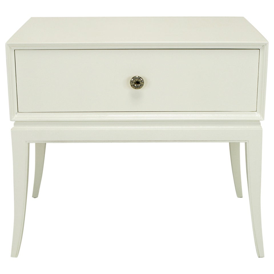 Tommi Parzinger White Lacquered Nightstand