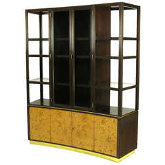 Edward Wormley Walnut and Olive Ash Burl Tall Cabinet for Dunbar 11