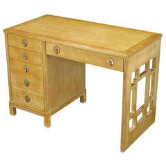 Vintage Landstrom Furniture Bleached and Limed Mahogany Six-Drawer Desk