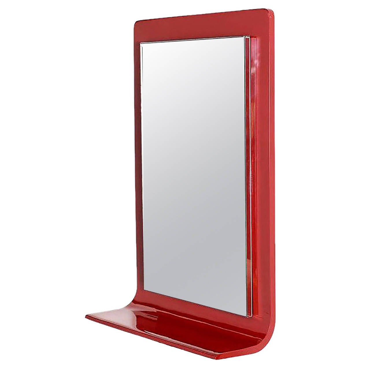 Gampel Stoll Red Lacquered Wall Mirror With Integral Console