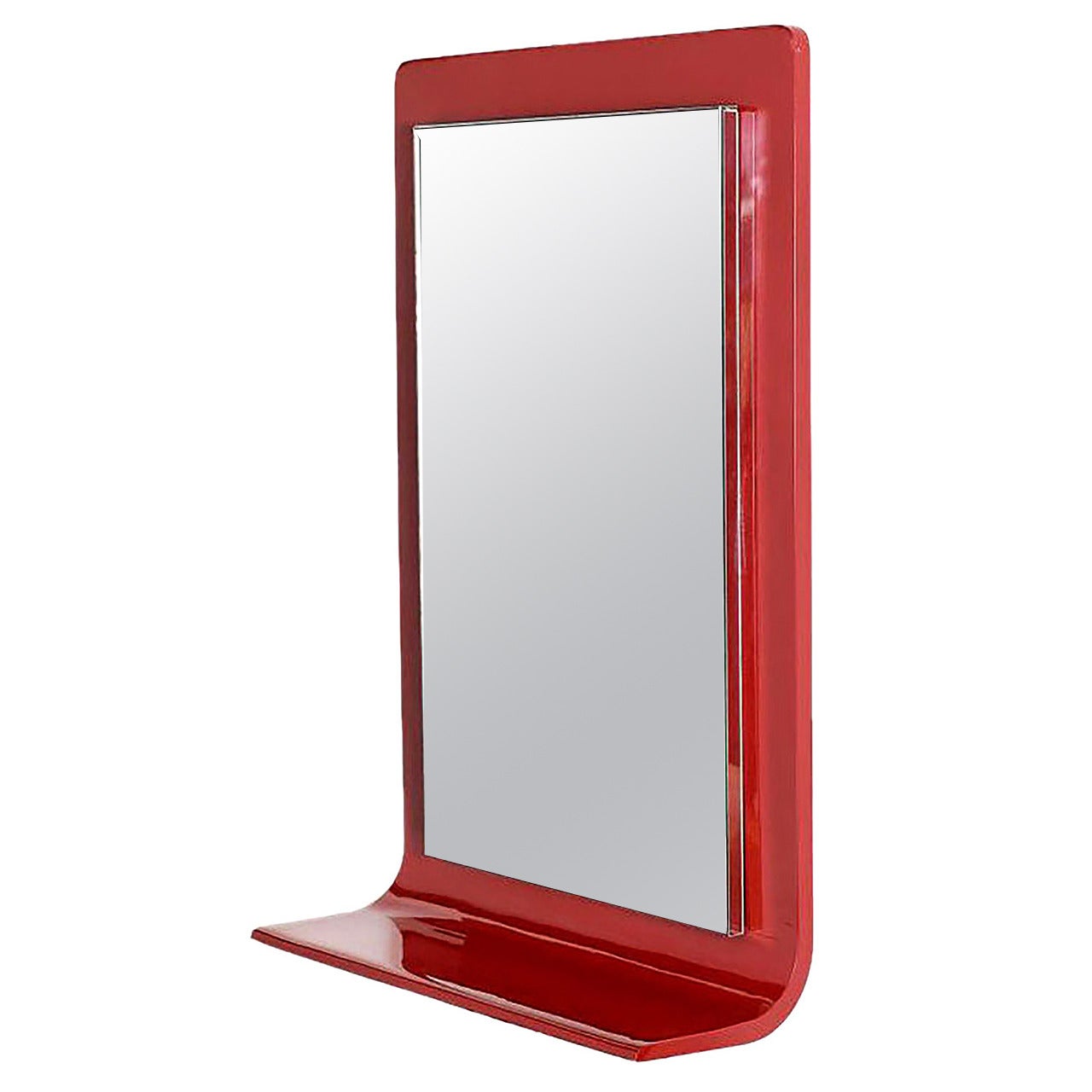 Gampel-Stoll Red Lacquered Wall Mirror with Integral Console