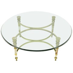 Vintage Brass and Aged Nickel Empire Style Coffee Table