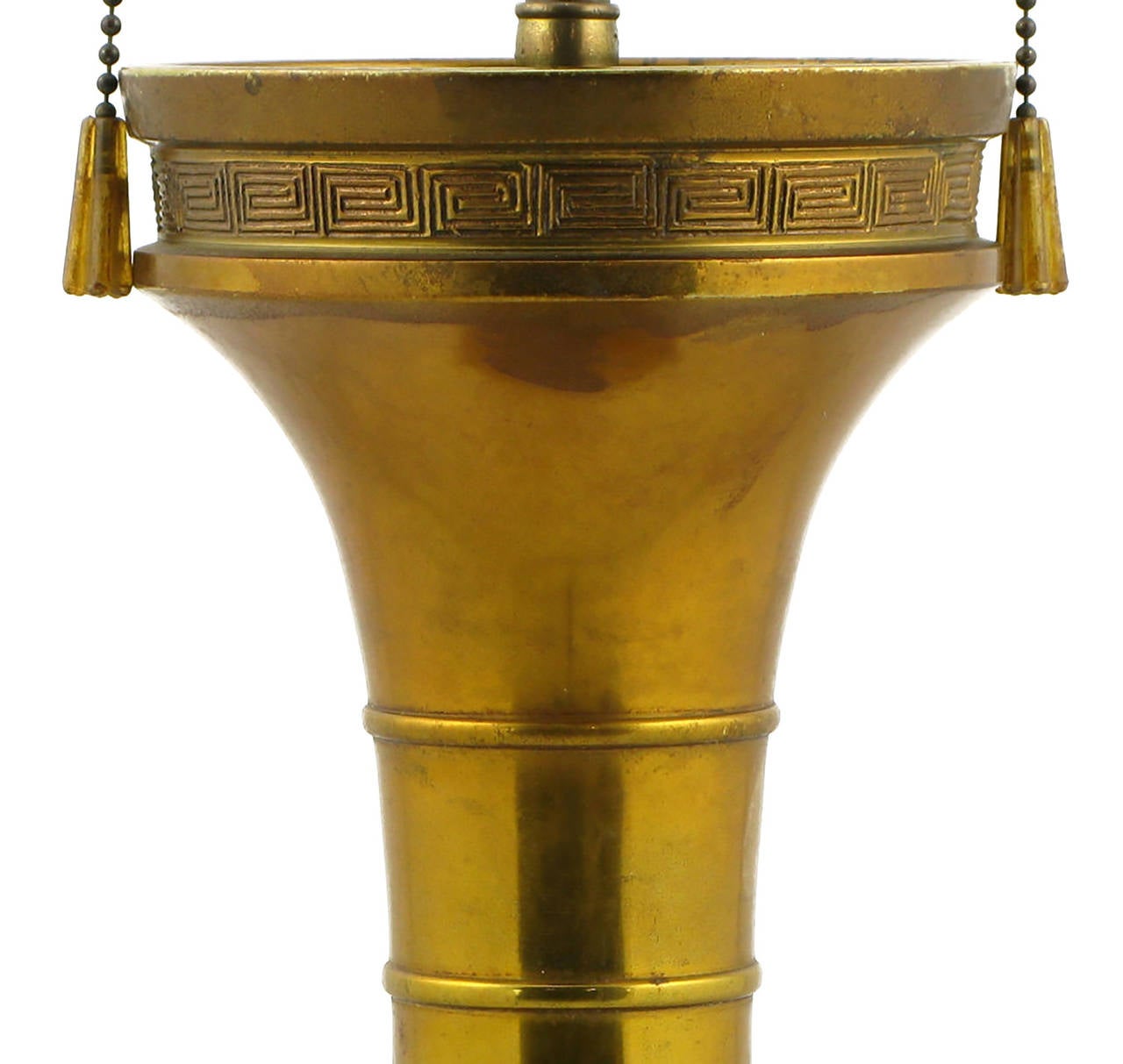 American Large Incised Brass Chinoiserie Table Lamp For Sale