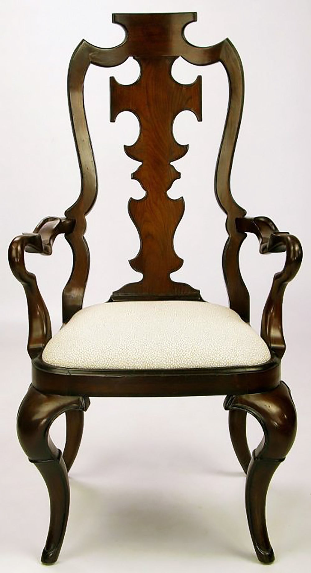 American Pair of High Back Carved Walnut Gothic Style Armchairs For Sale