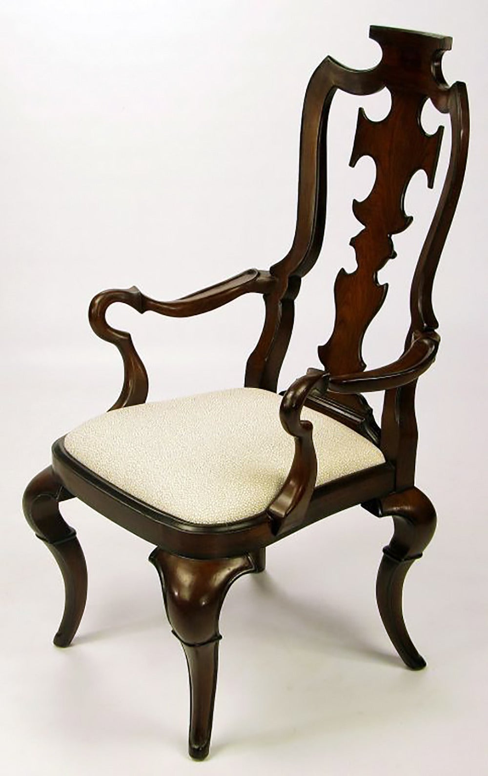 Pair of High Back Carved Walnut Gothic Style Armchairs In Good Condition For Sale In Chicago, IL