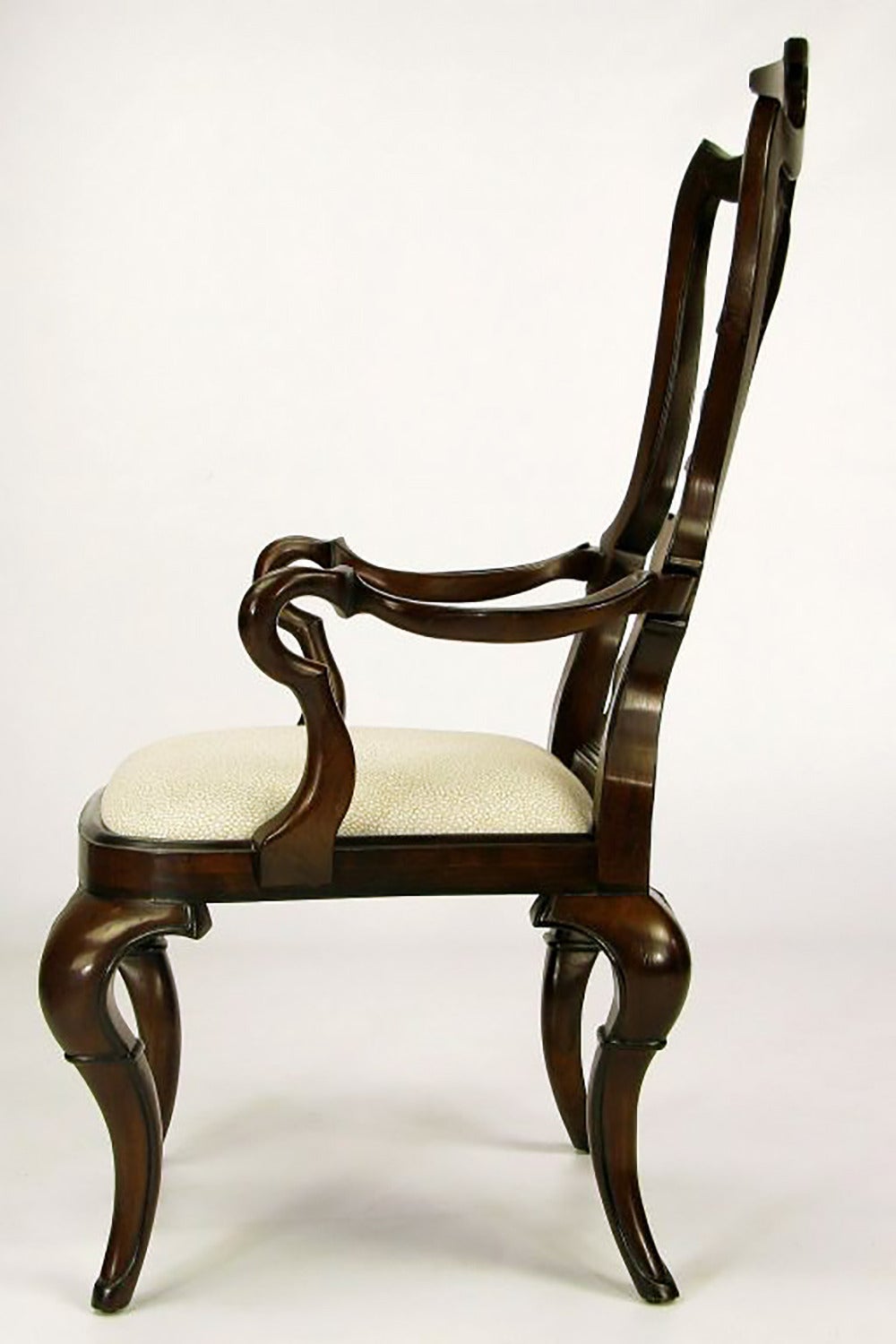 Late 20th Century Pair of High Back Carved Walnut Gothic Style Armchairs For Sale