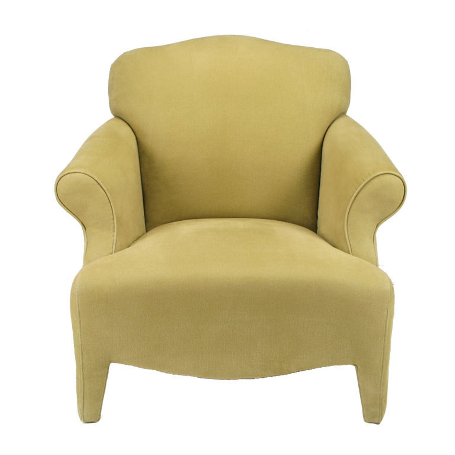 Neotraditional Fully Upholstered Camel Ultra Suede Lounge Chair For Sale