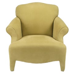 Neotraditional Fully Upholstered Camel Ultra Suede Lounge Chair 4
