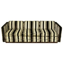 Marden Even-Arm Striped Velvet Tuxedo Sofa 4