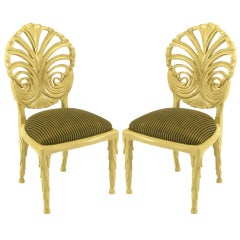 Pair of Phyllis Morris Ivory Glazed Carved Side Chairs 11