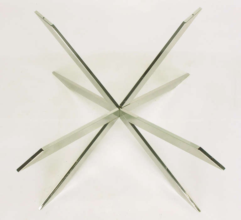 Italian Leon Rosen for Pace Collection Double X-Base Chrome Coffee Table