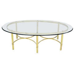 Brass Race Track Oval Coffee Table by LaBarge 3