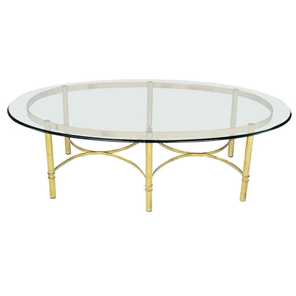 Brass Race Track Oval Coffee Table by Labarge