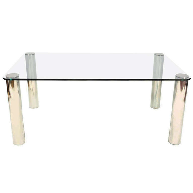 Pace Collection Gl And Chrome Dining Table For At 1stdibs Pace Collection Gl Chrome Dining Table For