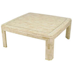 Tessellated Fossil Stone & Brass Inlaid Coffee Table 6