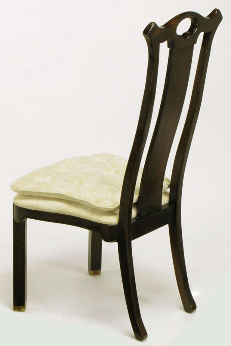 Six chaises de salle à manger chinoiseries en teck par Hickory Furniture Bon état - En vente à Chicago, IL