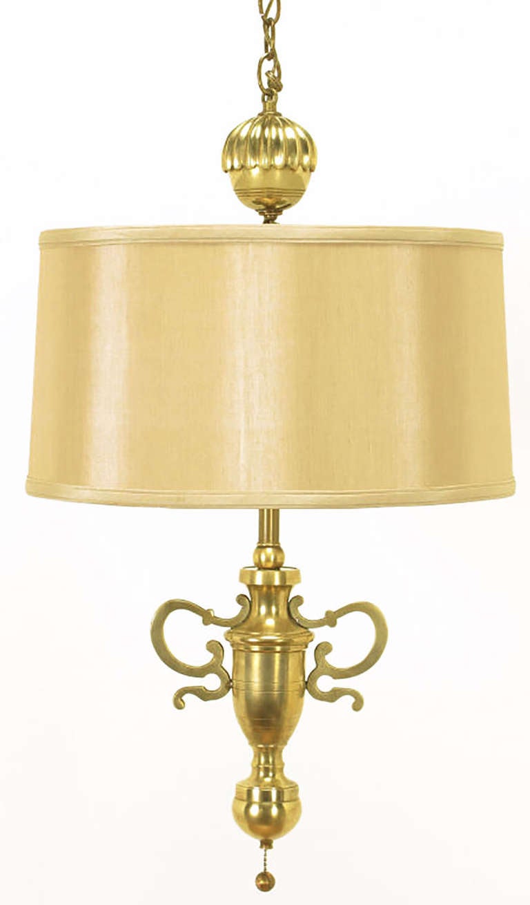 Rare Marbro Brass Empire Style Pendant Lamp In Good Condition For Sale In Chicago, IL