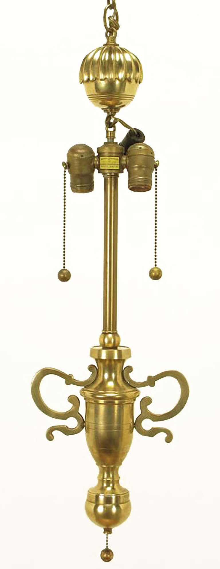 Rare Marbro Brass Empire Style Pendant Lamp For Sale 2