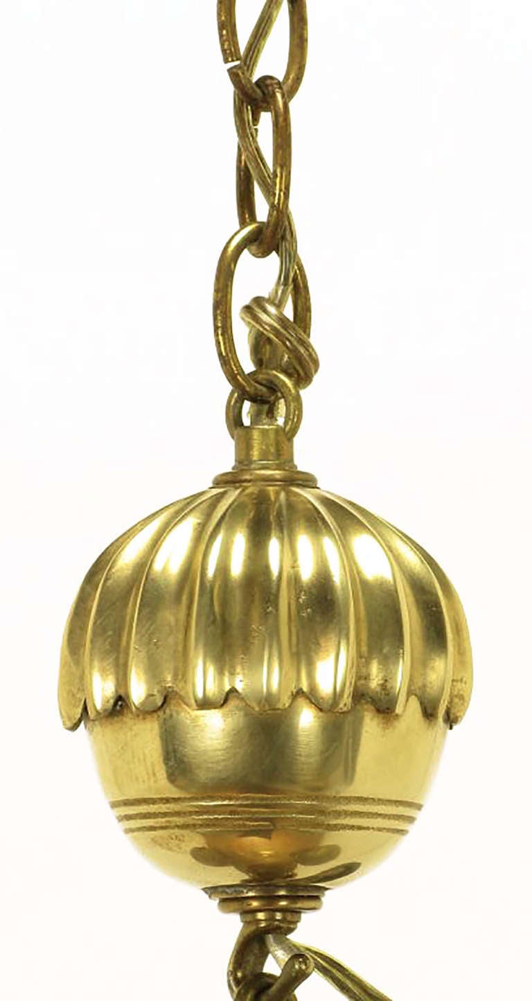 Rare Marbro Brass Empire Style Pendant Lamp For Sale 1