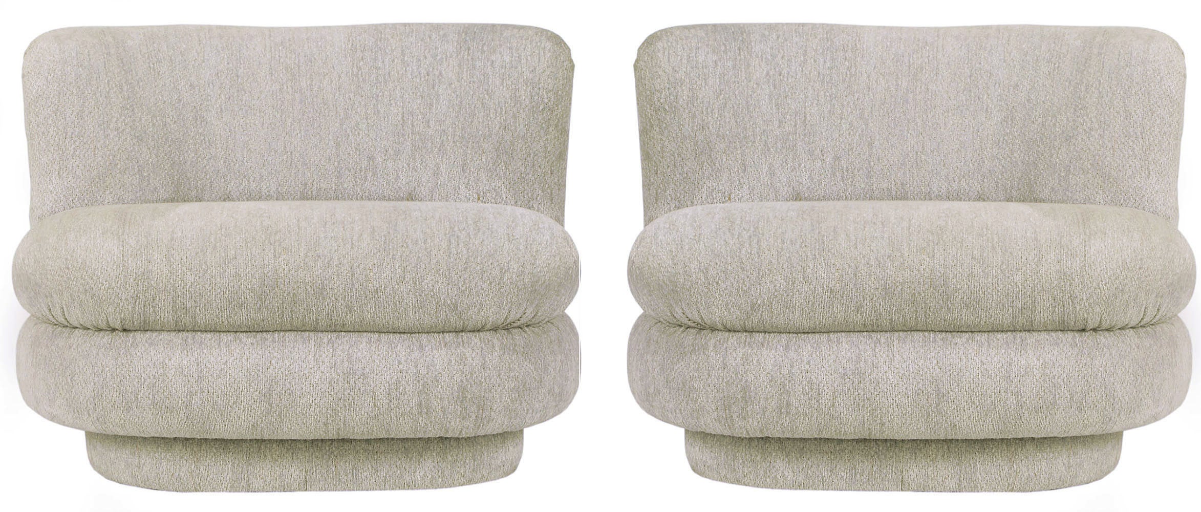 Pair of Art Deco Revival Dove Grey Chenille Slipper Chairs