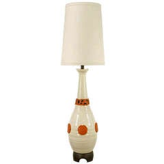 Vintage 56" Nardini Studio White & Red Reticulated Pottery Table Lamp