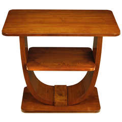 Walnut & Burl Two Tier French Style Art Deco Side Table