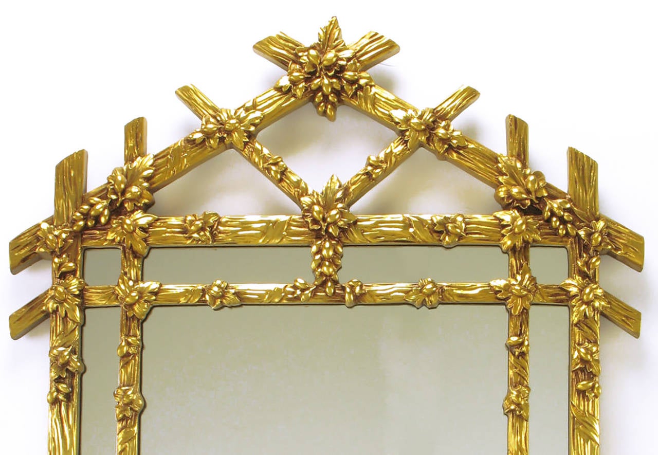 American Gilt Black Forest Style Mirror with Segmented Frame For Sale