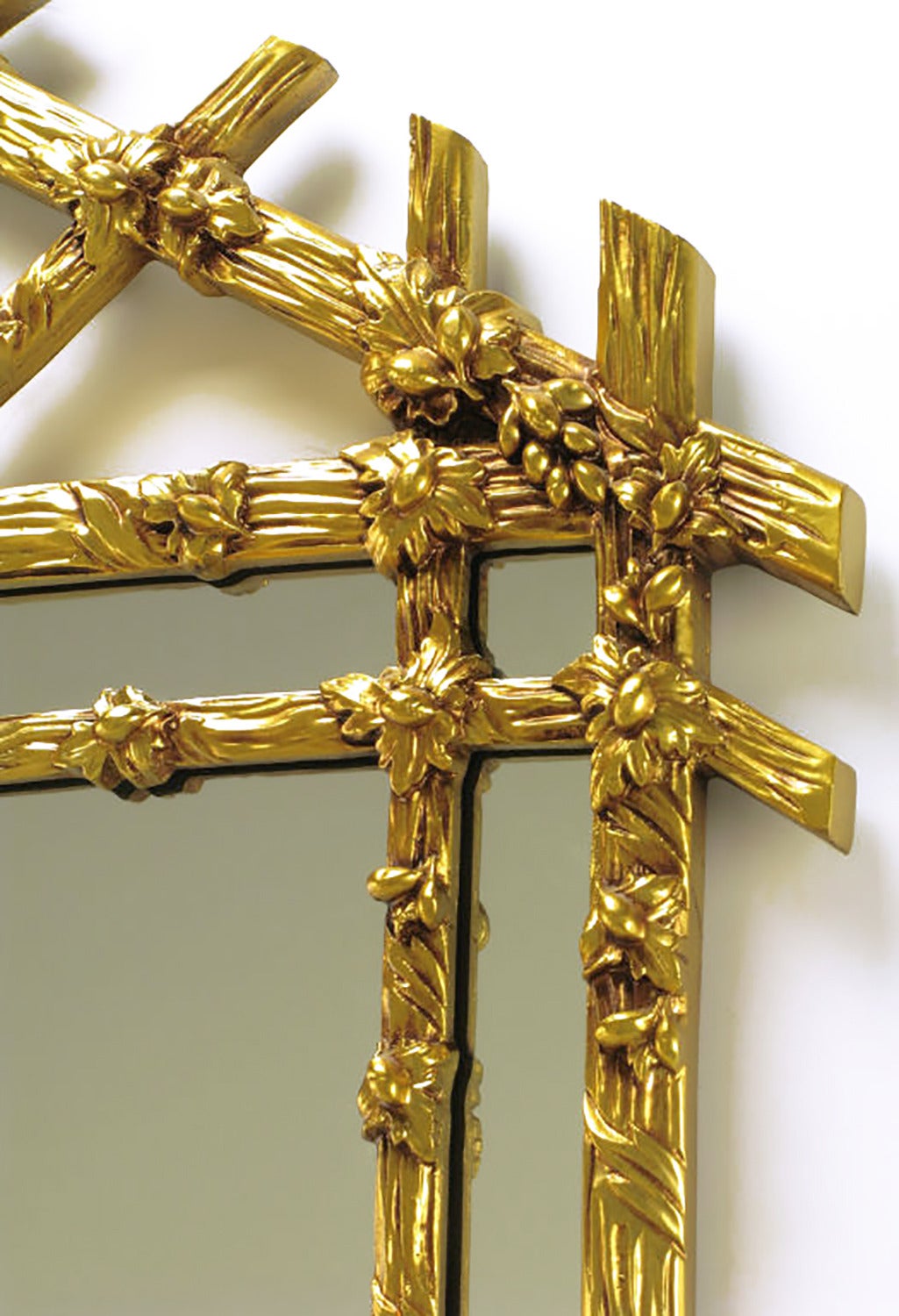 Gilt Black Forest Style Mirror with Segmented Frame In Excellent Condition For Sale In Chicago, IL