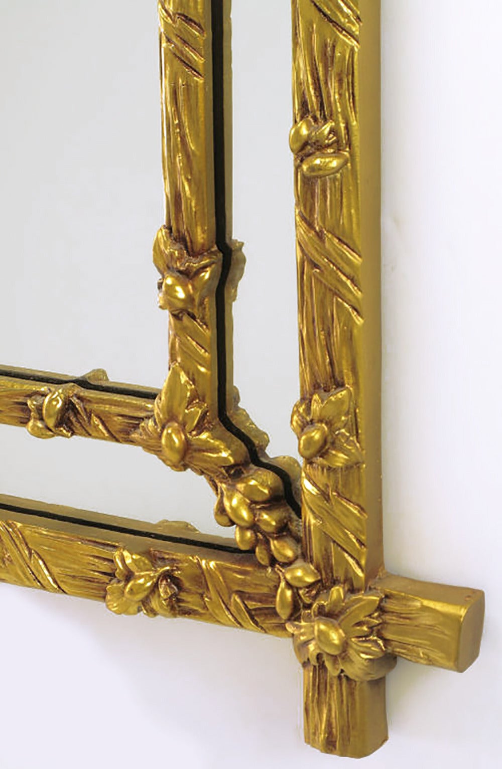 Mid-20th Century Gilt Black Forest Style Mirror with Segmented Frame For Sale