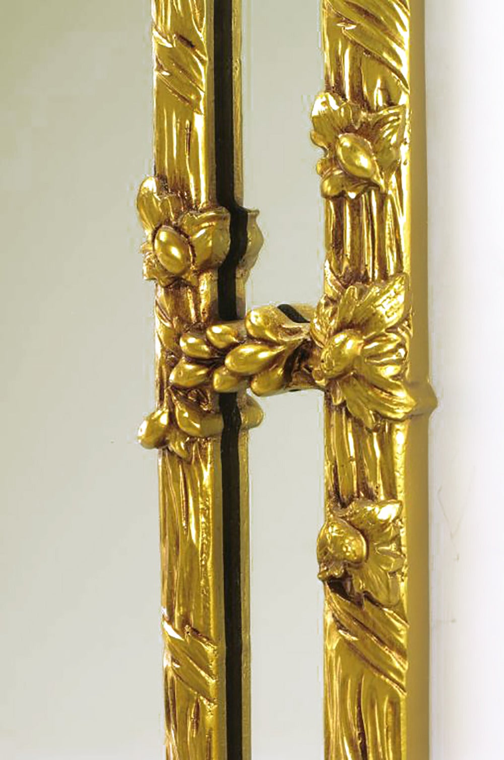 Gold Leaf Gilt Black Forest Style Mirror with Segmented Frame For Sale