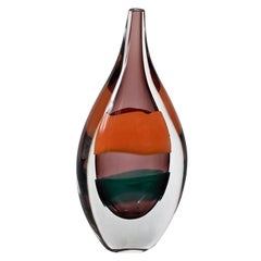 Impressive Luciano Gaspari Sommerso Glass Bottle Vase