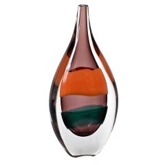 Impressive Luciano Gaspari Sommerso Glass Bottle Vase 12