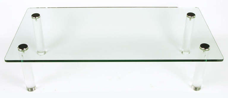 Pace Collection Lucite and Chrome Glass Top Coffee Table In Good Condition In Chicago, IL