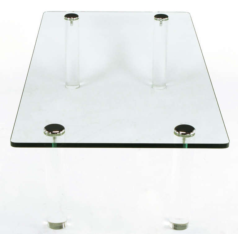 Pace Collection Lucite and Chrome Glass Top Coffee Table 2
