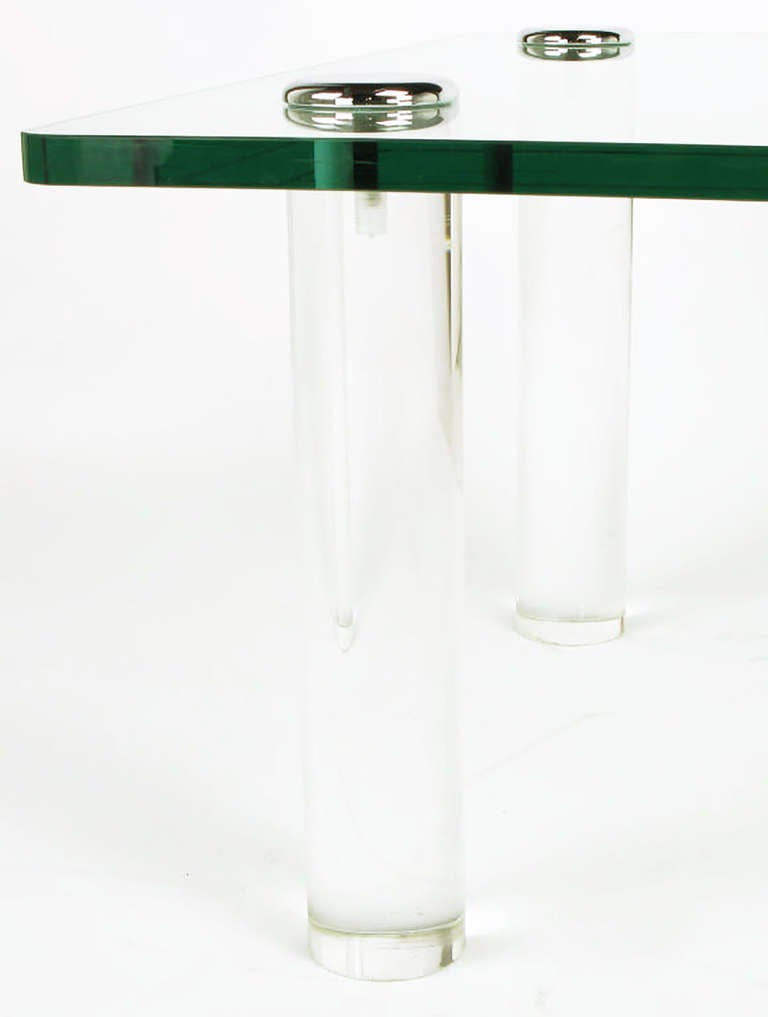 Pace Collection Lucite and Chrome Glass Top Coffee Table 4